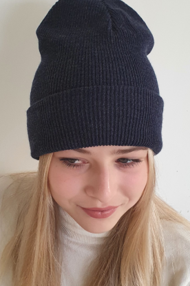 Czapka jesienno-zimowa "beanie" - granatowa 